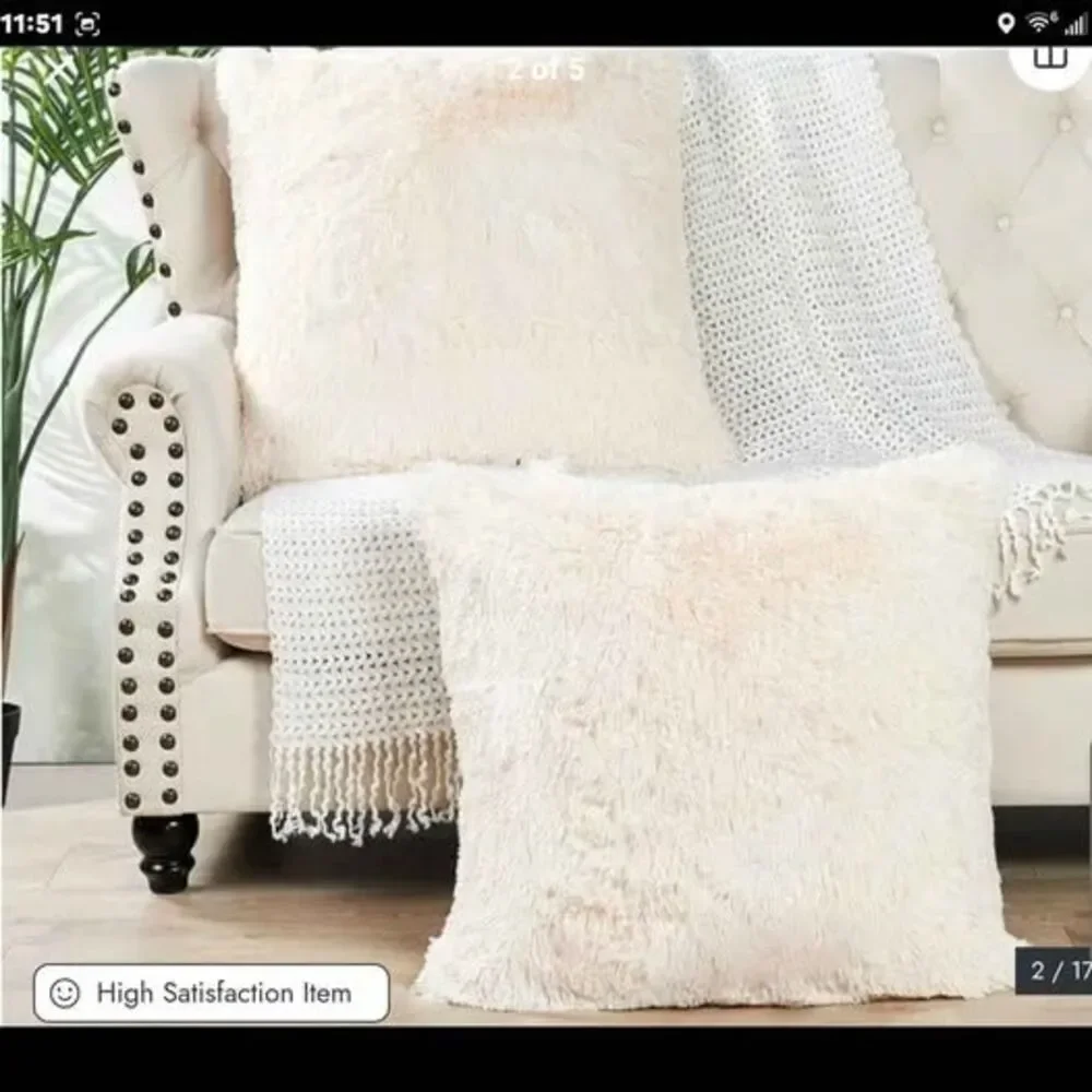24x24 Faux Fur Throw Pillows - Set of 3 - New